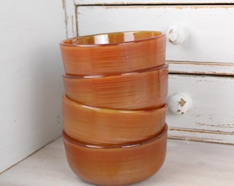 Vintage Terracotta Glass Ramekins Set | Rich Orange Kitchenware