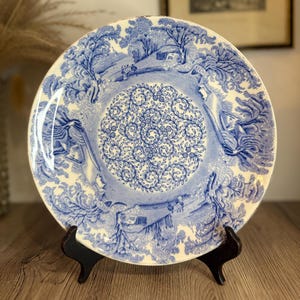 Blue and White Tree Illustration Plate | Vintage Serving Plate in Blue and White | Collectable China and Ceramics