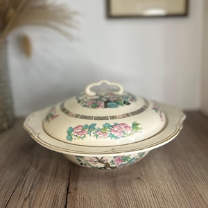 Morley Ware Indian Tree Tureen | Vintage Servingware China Tableware | Casserole Dish Serving Dish with Lid | Made in England China