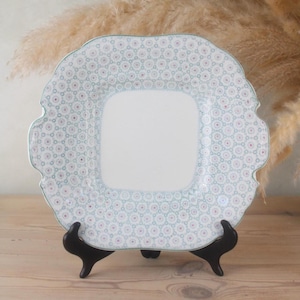 Felspar Porcelain Serving Plate | Collectable Antique Square Plate | Vintage Housewarming Gift | Blue Linework Display Platter