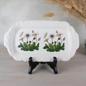 Portmeirion Botanischer Garten Gänseblümchen Tablett | 70er Jahre Vintage Natur Servierplatte mit Blumen und Gänseblümchen | Sammler Vintage Geschirr