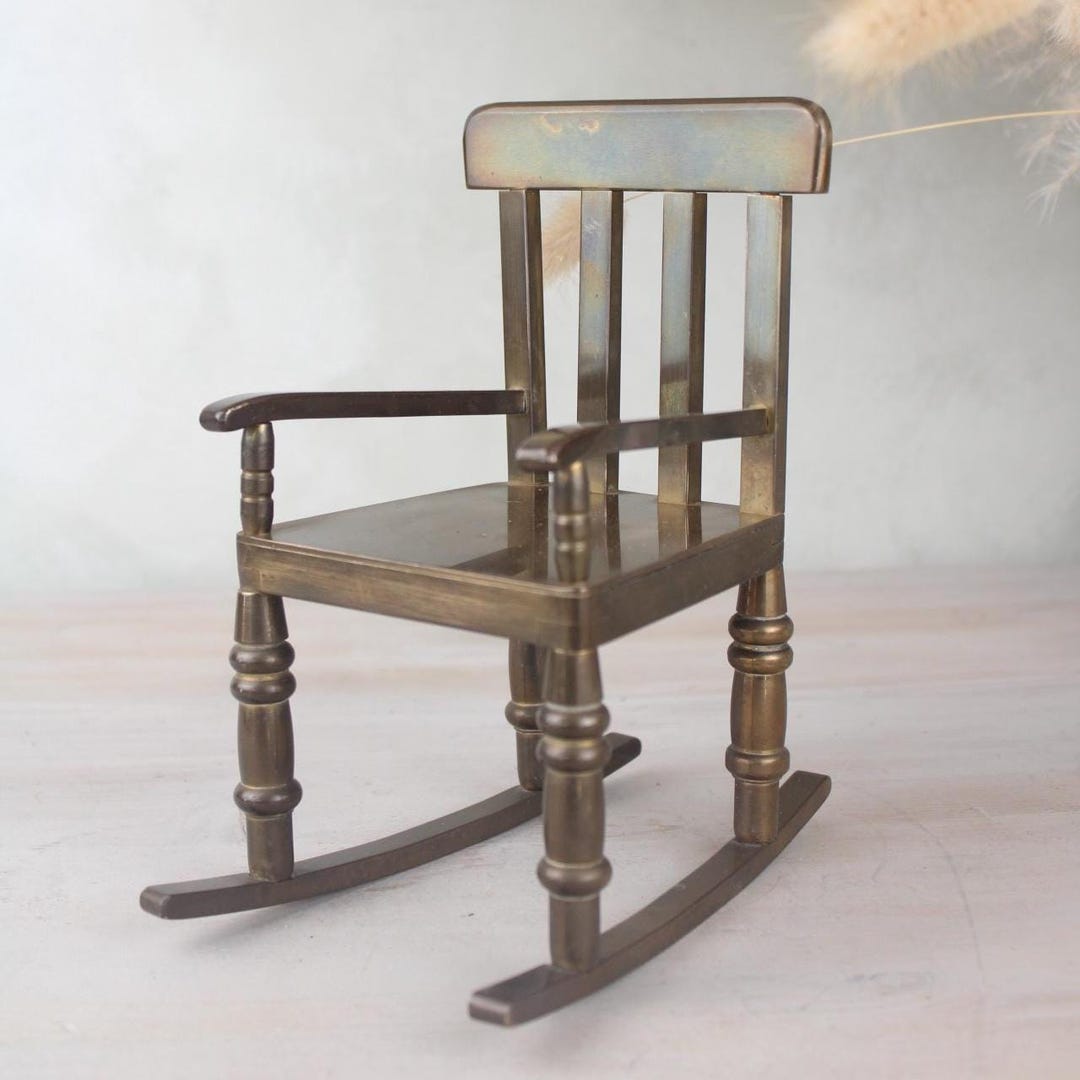 Vintage Brass Rocking Chair Figurine | Miniature Furniture - Etsy