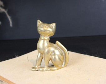 Vintage Brass Cat Figurine | Retro Kitten Home Decor