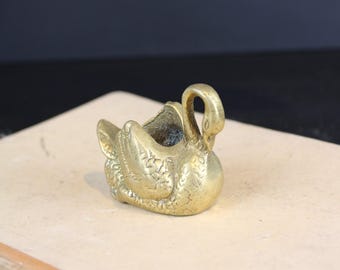 Vintage Brass Swan Trinket Pot | Bird Lover Gift