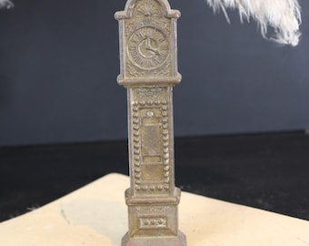 Vintage Brass Grandfather Clock Figurine | Miniature Home Decor