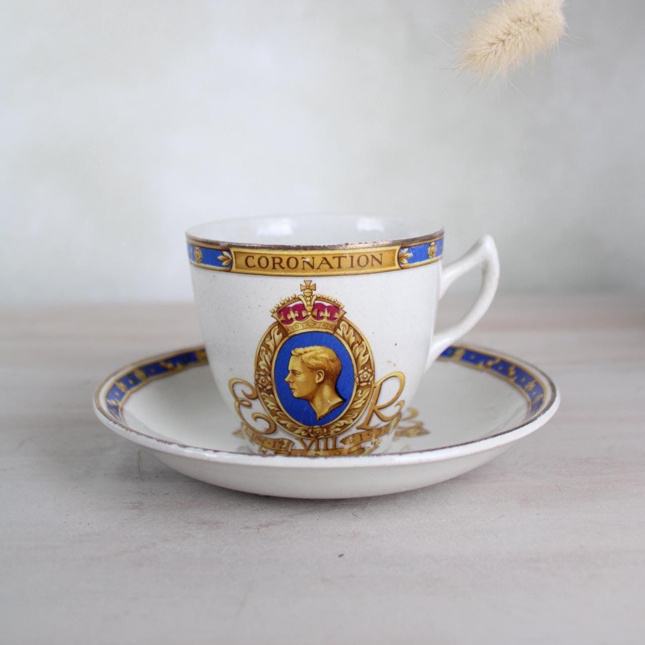 Vintage 1937 Coronation Teacup and Saucer | English China Tea Set