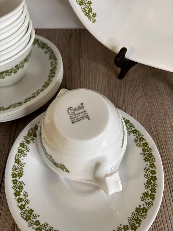 Vintage Corelle Corningware Spring Blossom Tea Set, Pyrex Platter