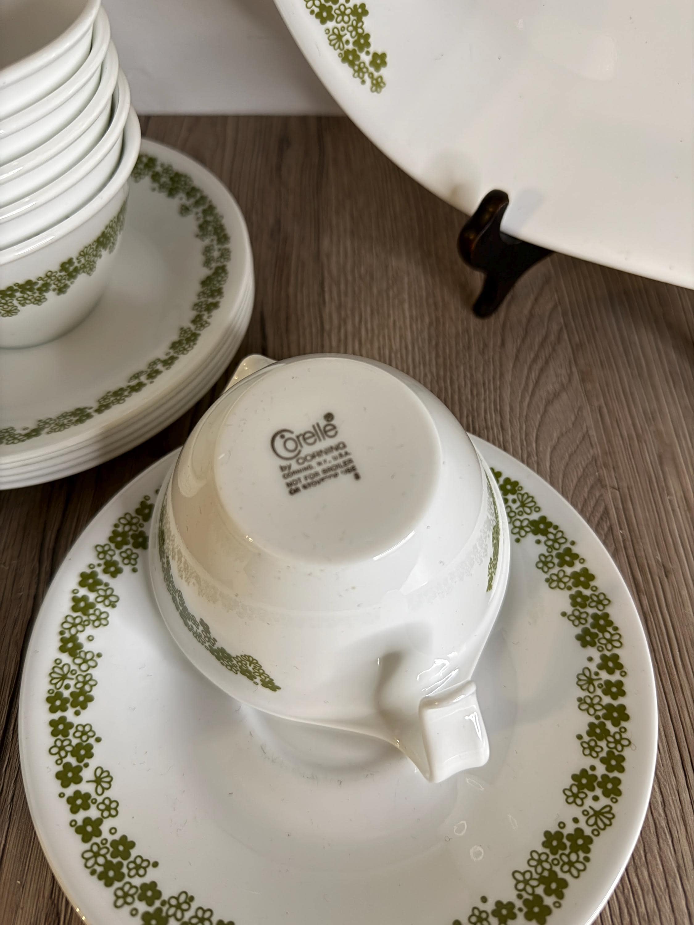 Vintage Corelle Corningware Spring Blossom Tea Set, Pyrex Platter