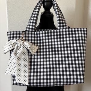 Black and White Gingham Tote