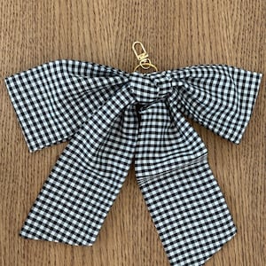 Black and White Gingham Bow Charm