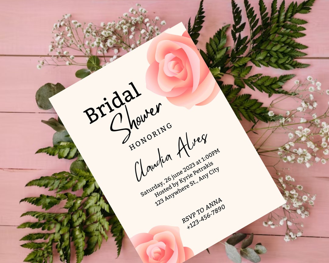 PINK BRIDAL SHOWER Templates Pink Bridal Shower Cards Etsy