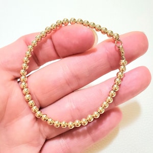 14k Solid 4mm Yellow or Rose Gold Small Lobster Ball Bead Bracelet