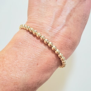 Lobster Clasp 5mm 14k Solid Yellow or Rose Gold Bead Bracelet stack