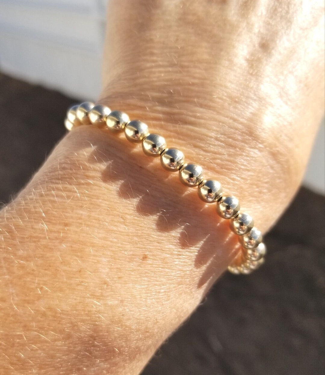 6mm 14k Solid Yellow or Rose Gold Ball Bead CHAIN STRUNG Etsy UK