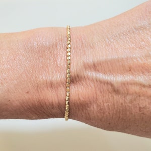 14k Solid Yellow Gold Stretch or Lobster Clasp 2.5mm Nugget Bead Bracelet Anklet