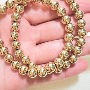 Stretchy 8mm 14k Solid Yellow or Rose Gold Ball Bead Bracelet