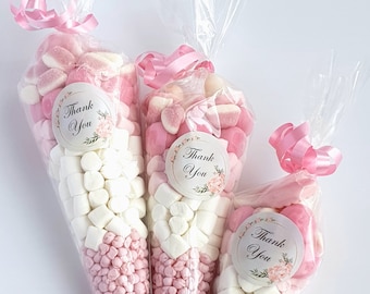 Personalised Pre Filled Halal Pink Sweet Cones | Bridal Shower | Birthday Parties | Baby Shower | Wedding Favours | Party Favours | Sweets