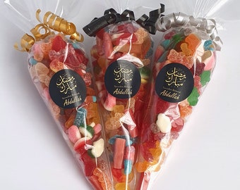 Ramadan Mubarak Sweet Cones | Eid Mubarak Sweet Cones | Halal Sweet Cones | Ramadan Gift | Eid Gift | Sweets | Personalised stickers