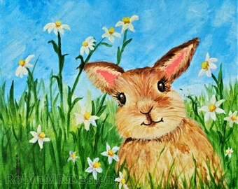 Thumper - Cute Spring Rabbit Painting For Easter & Nursery Decor