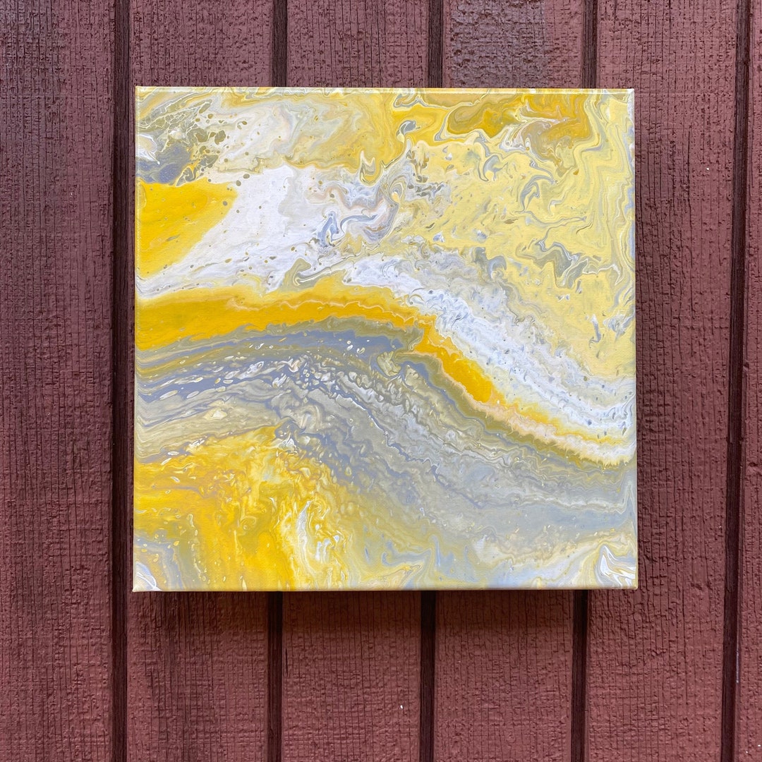 Yellow and Gray Abstract Wall Art Yellow and Gray Decor Etsy