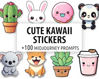 Cute Kawaii Stickers Midjourney Prompt, AI Digital Art,  Midjourney art, Midjourney anime, Stickers ai Prompts, Ai Generate