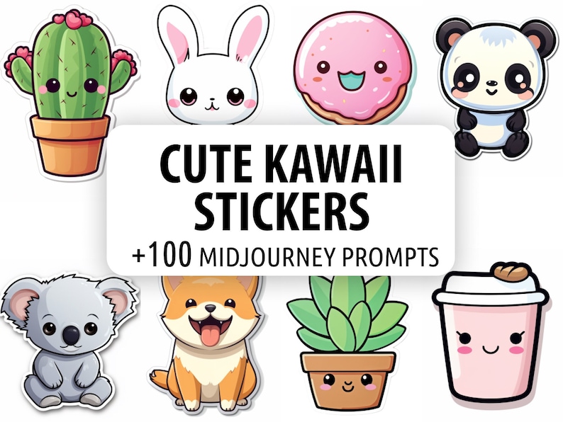 kawaii stickers midjourney prompts