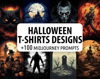 100+ Halloween T-Shirt Designs Midjourney Prompts, AI Digital Art,  Midjourney art, Midjourney Prompts, Halloween Art, Ai Generate, AI Art