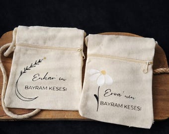 Bayram Kesesi | Bayram Beutel | Geschenktasche Eid | Personalisierte Bayram Tasche für Kinder | Geldgeschenk | Eid Mubarak Beutel mit Namen