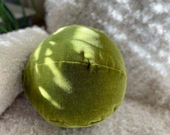 Green Velvet Teddy Ball Pillow, Sherpa Sphere Cushion, Green Velvet Round Throw Pillow, Orb Pillow, Accent Pillow