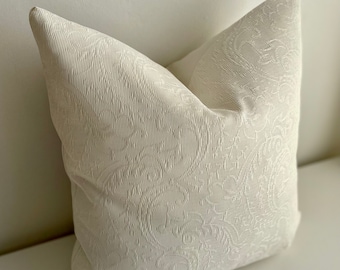 Housse de coussin cachemire blanche, décoration romantique, coussin blanc crème, coussin en relief, coussin de canapé, décoration de luxe, campagne française