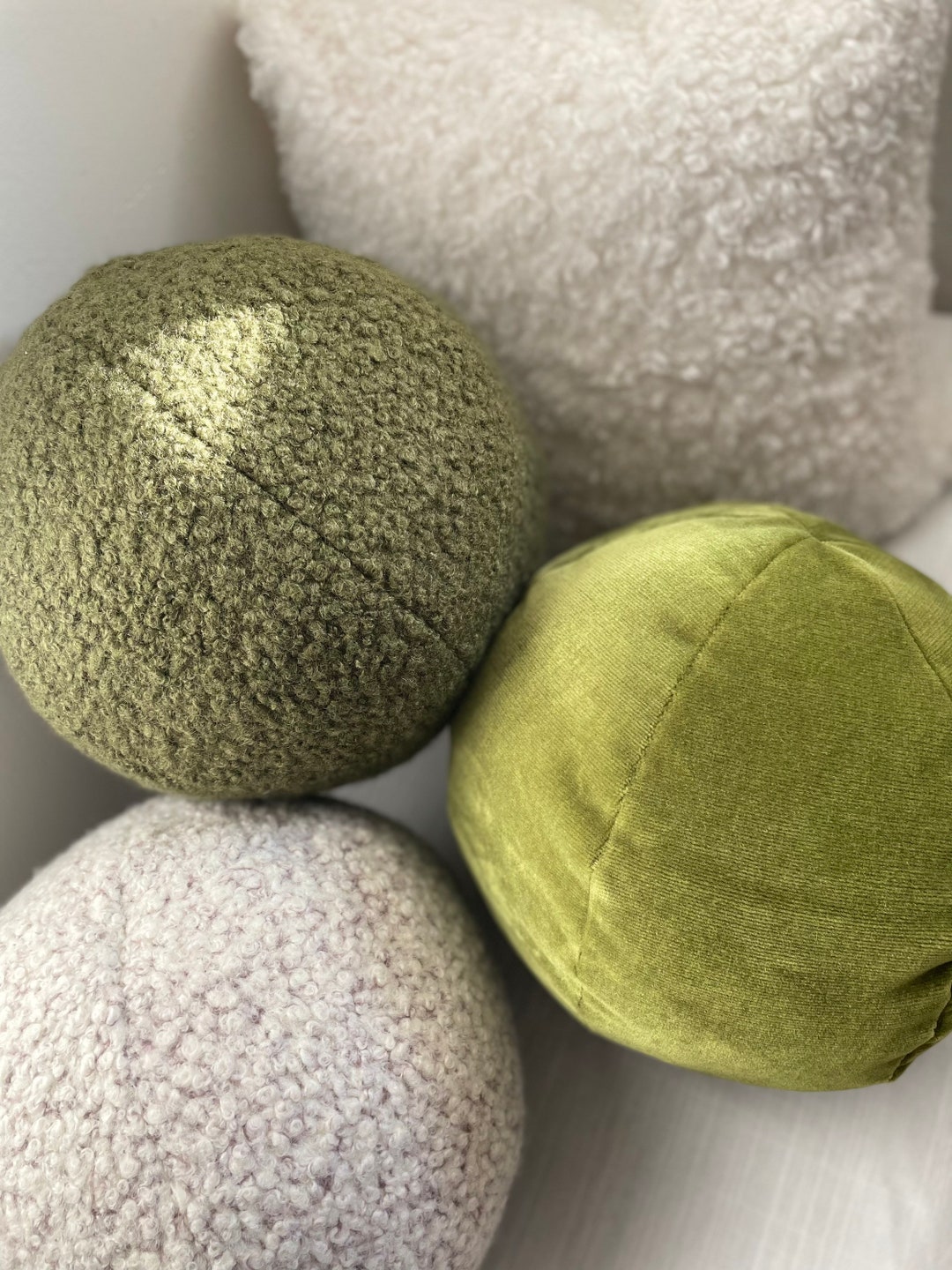 Velvet Ball Pillow, Teddy Ball Pillow, Lamb Fleece Ball Pillow, Sherpa
