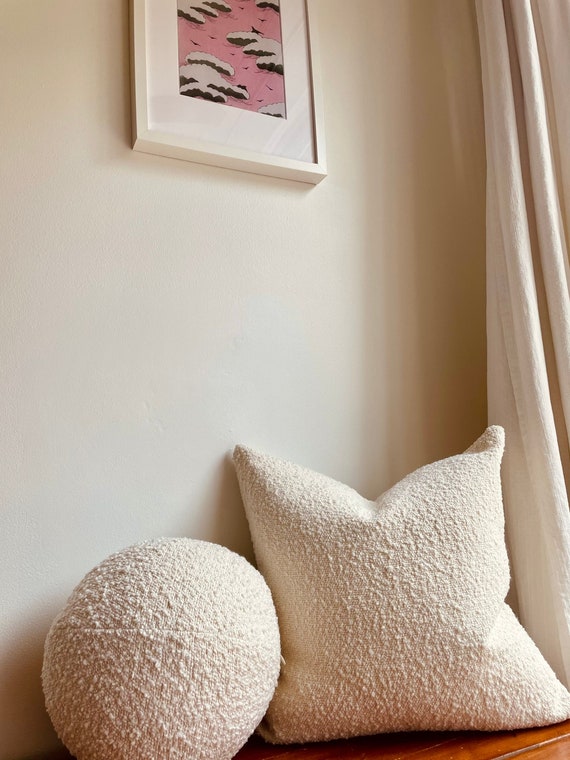 Ivory/off White Teddy Boucle Pillow Cover, Handmade Textured Super