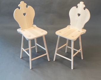 Tyrolean Chairs (Swiss Mountain Chairs, Farmhouse Chairs) original designs custom made for you ~ La Tabourette - Tyrolean stool