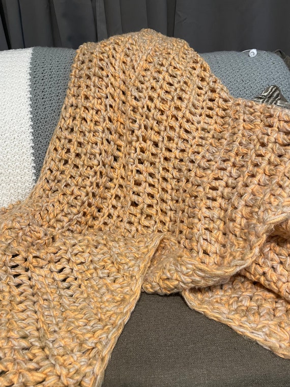 Oversized chunky crocheted shawl