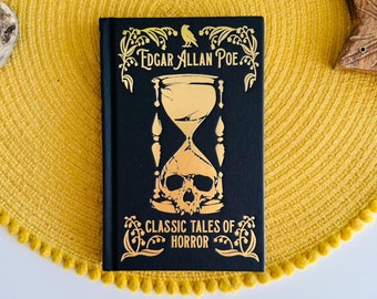 Edgar Allan Poe's Classic Tales of Horror, Poe Mini Book, Fall of the House of Usher, Halloween Decoration, Black Golden Book, Horror Gothic