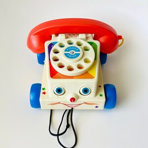 Fisher Price Vintage Telephone Car Toy, Chatter Retro Baby Push Along Children's Toy 1960s Retro Home Pretend Toddler Play Toys Toy Story image 1