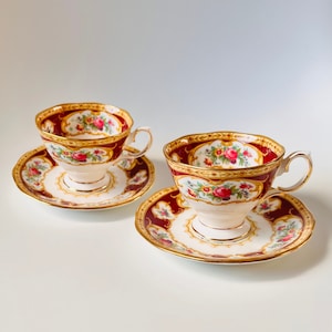 Vintage Royal Albert Lady Hamilton ESPRESSO Coffee Cup and Saucer Set, Bone China Crockery, TeaCup Elegant Collectable British Tea CoffeeSet