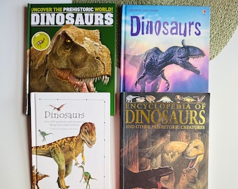 Livres vintage sur les dinosaures, Encyclopédie : Découvrez le monde préhistorique, Découverte d'Usborne, 100 questions et réponses, Créatures préhistoriques