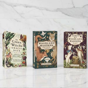 Baraja de oráculo de la bruja verde, baraja de cartas de oráculo y tarot de los guardianes del bosque, adivinación, herramientas de brujería, hierbas folclóricas floriográficas