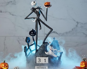 Tim Burton's The Nightmare Before Christmas Perpetual Calendar Desk Calendar, Home Office Desk Accessories Decor, Jack Skellington Fan Gift