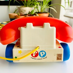 Fisher Price Vintage Telephone Car Toy, Chatter Retro Baby Push Along Children's Toy 1960s Retro Home Pretend Toddler Play Toys Toy Story image 6