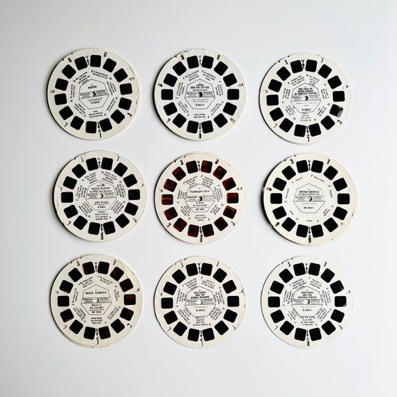 Vintage Red View Master 3D Viewer Disks: Flinstones, London