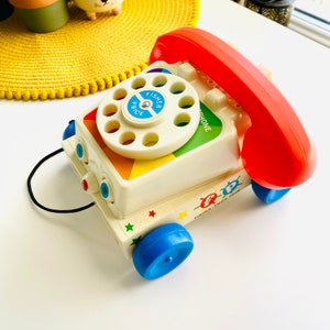 Fisher Price Vintage Telephone Car Toy, Chatter Retro Baby Push Along Children's Toy 1960s Retro Home Pretend Toddler Play Toys Toy Story image 2