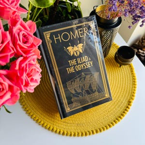 The Iliad & the Odyssey, Homer, Deluxe Hardbound Edition, Ancient Greek Mythology, Myths, Odysseus, Trojan War, Black Gold, Hardback Book