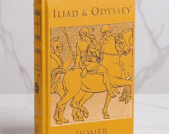 Iliad & the Odyssey, Homer, Leather-bound Classics, Ancient Greek Mythology, Myths, Odysseus, Trojan War, Black Gold, Hardback Book, Greece