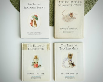 Mini livres vintage Beatrix Potter, L'histoire de Benjamin Bunny, Comptines d'Appley Dapply, Le tailleur de Gloucester, L'histoire de deux mauvaises souris