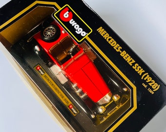 Bburago Mercedes Benz SSK 1928, Red Black Model Car, Die