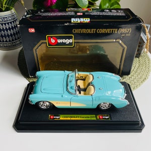 Bburago Blue Chevrolet Corvette 1:24 Model Car, Vintage Burago Classic Metallic Blue Diecast, 50s  Collector, Barbie Car, Father&#39;s Day Gift