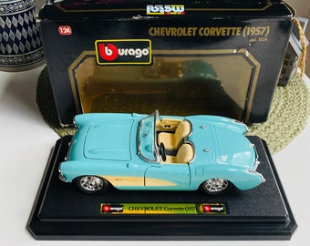 Chevrolet Corvette azul Bburago a escala 1:24, Burago clásico azul
