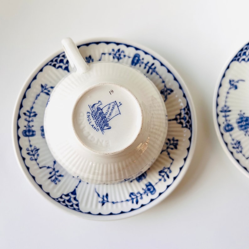 Vintage Blue Denmark Furnivals Tea Cup Set of 2 to 5 Breakfast Cups